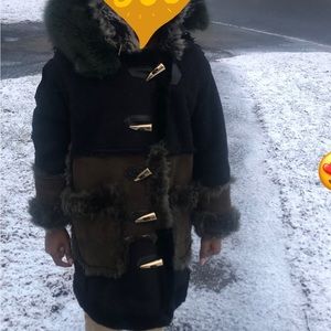 Kids Authentic Shearling with real mink trim